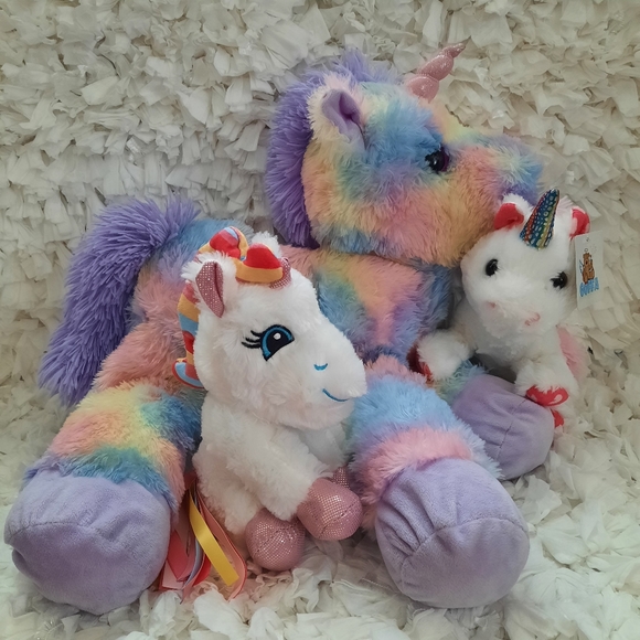 Bundle Unicorn Plush Toys Stuffed Animal Set of 3 - Picture 2 of 14